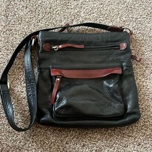 brown/ black leather purse